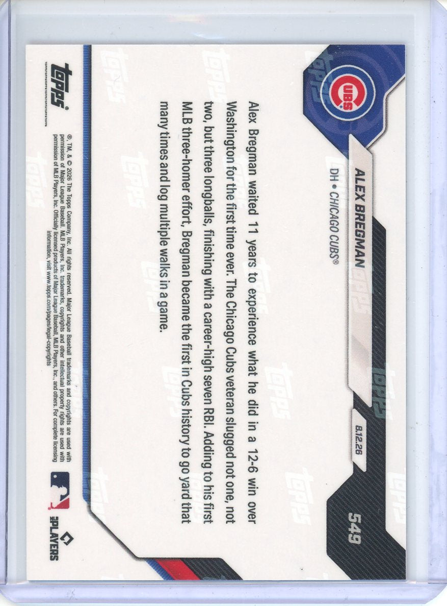 2026 Topps Now Alex Bregman No. 549 1st 3-HR 7-RBI Game Red /5