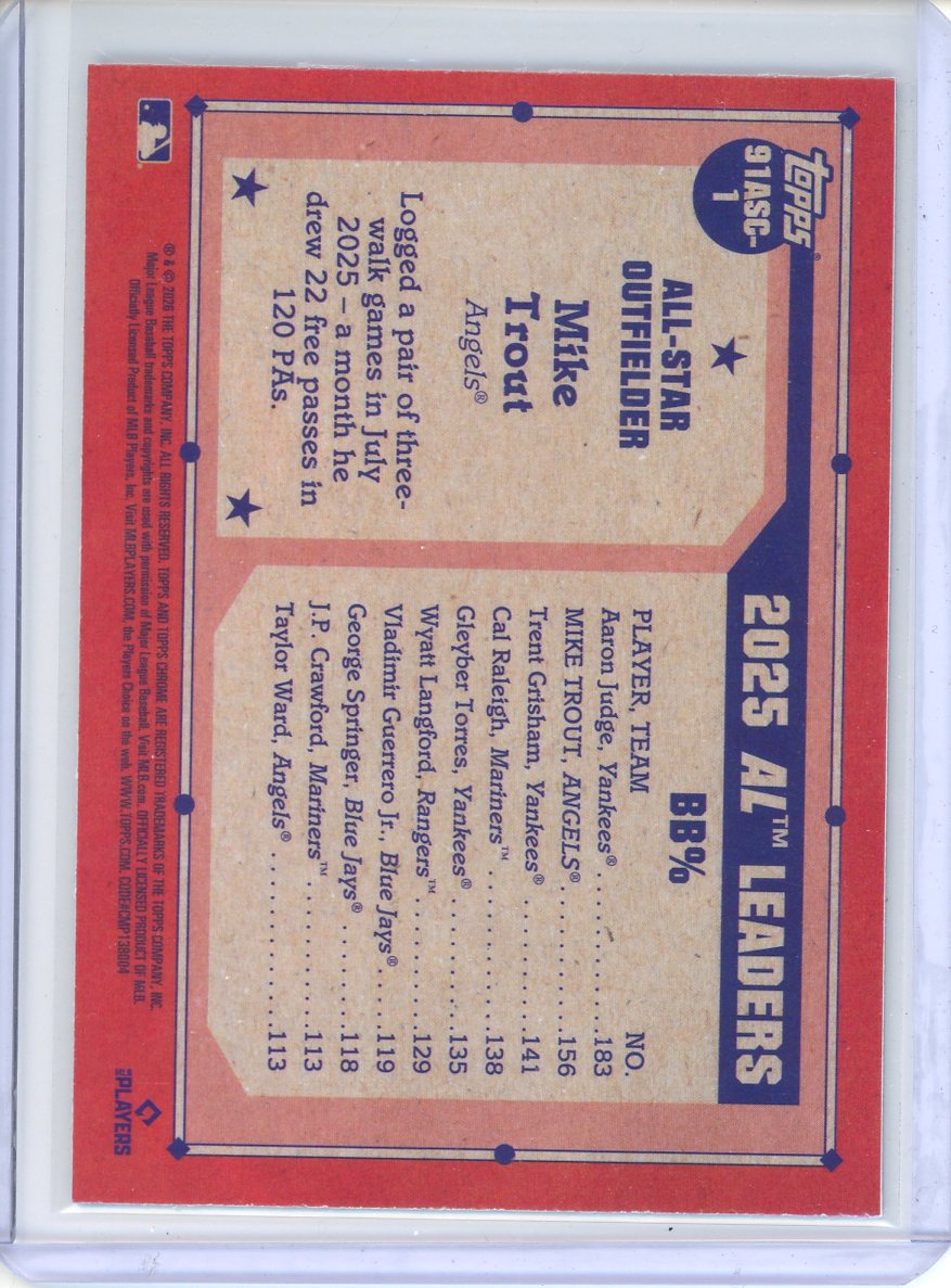 2026 Topps Series 2 Mike Trout All Star Silver Pack 111/150 91ASC-1