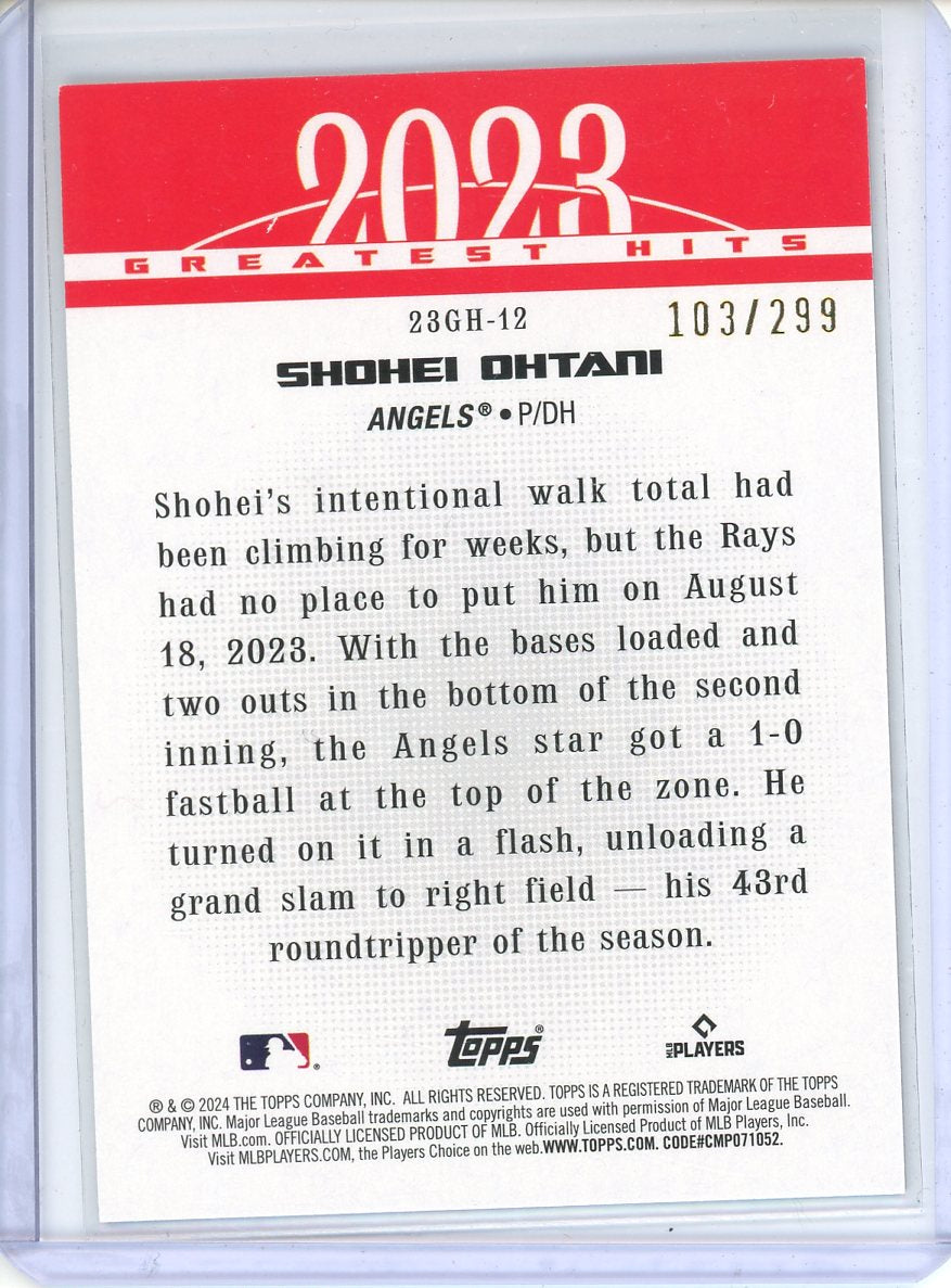 2024 Topps Shohei Ohtani Greatest Hits /299 23GH-12