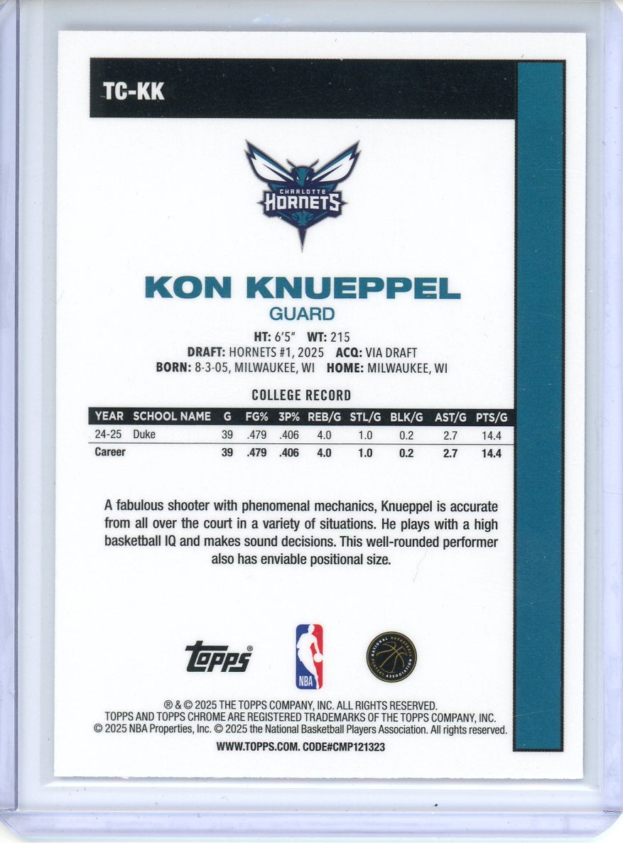 2025/26 Topps Basketball Kon Knueppel Rookie Mojo Silver Pack TC-KK