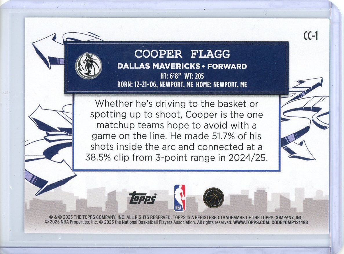 2025-26 Topps Cooper Flagg RC #CC-1 Clutch City Prospects Sparkle