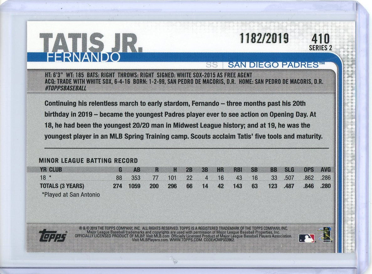 2019 Topps Series 2 Fernando Tatis Jr RC #410 Gold /2019