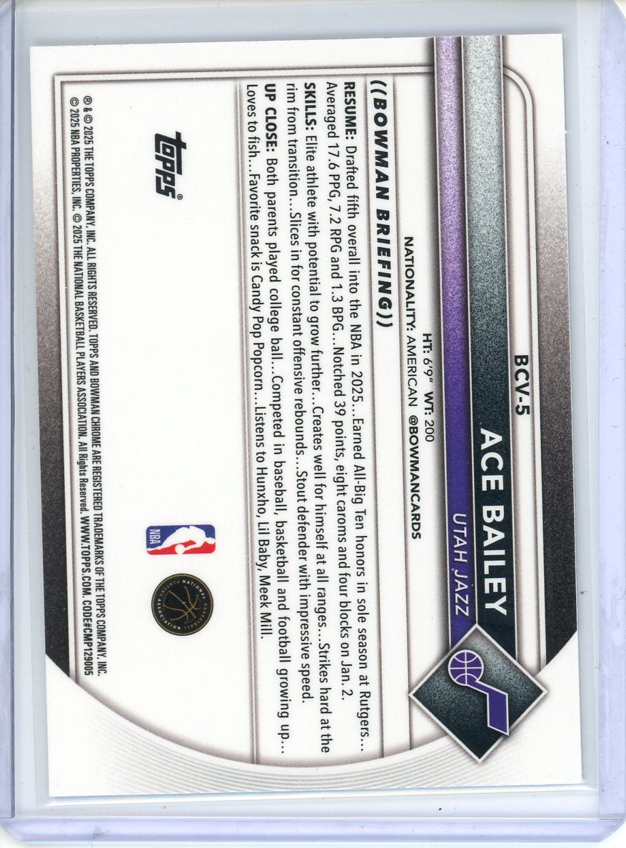 2025/26 Bowman Chrome Ace Bailey /299 Speckle BCV-5