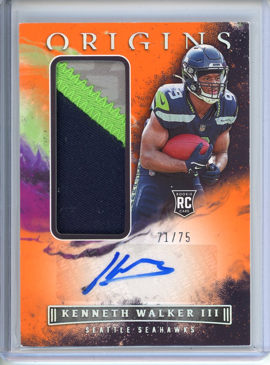 2022 Panini Origins Kenneth Walker III #158 Rookie Patch Auto /75