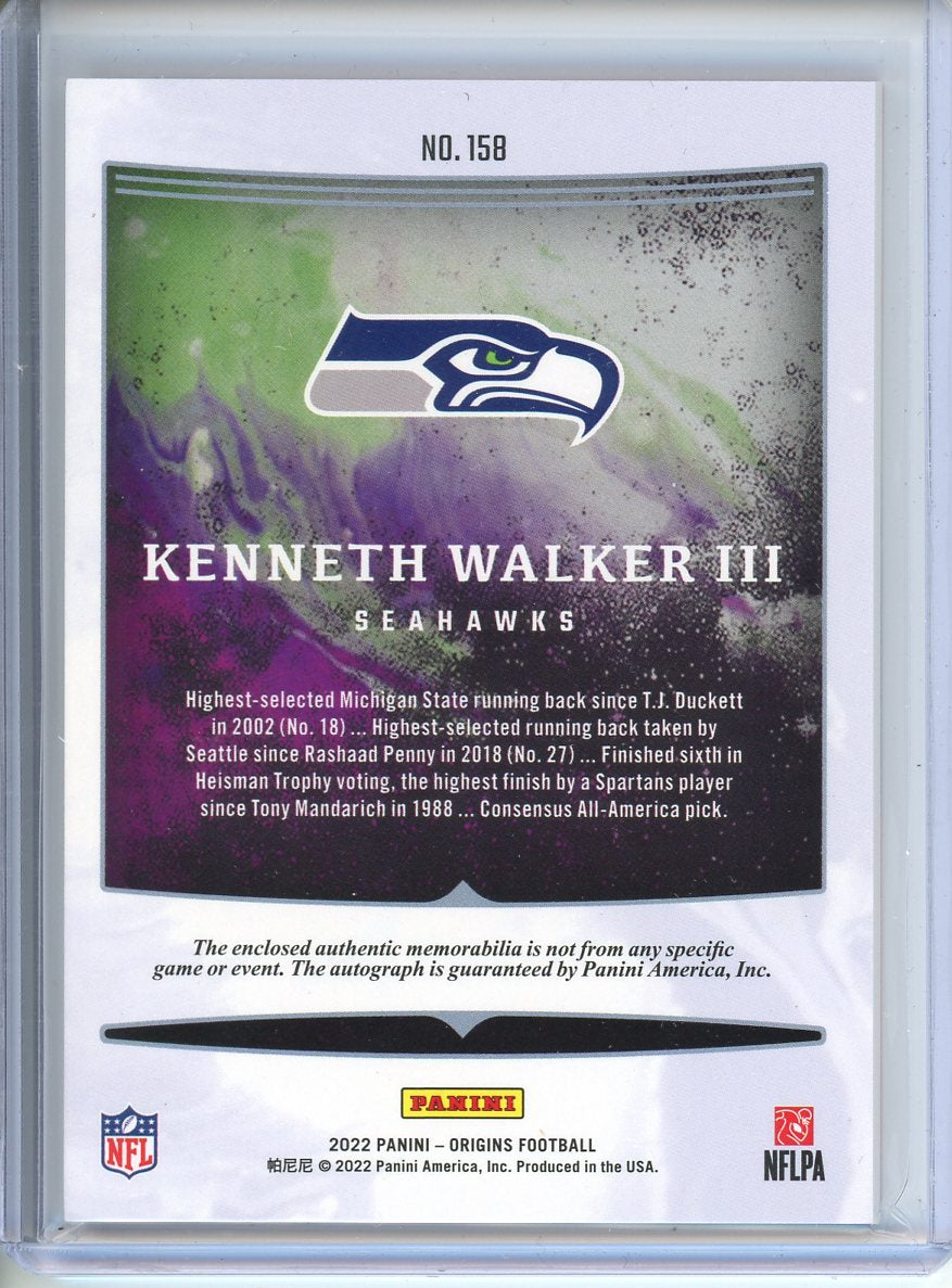 2022 Panini Origins Kenneth Walker III #158 Rookie Patch Auto /75
