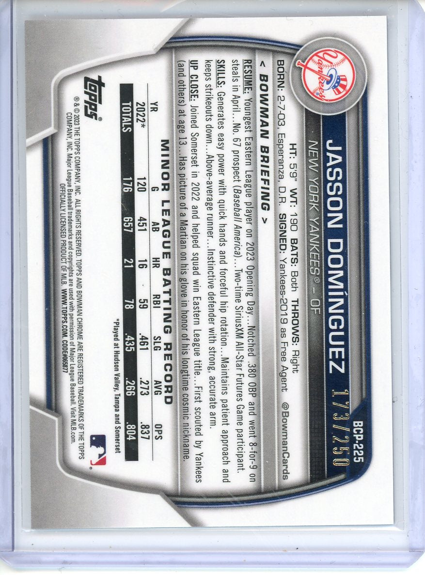 2023 Bowman Chrome Jasson Dominguez Purple Shimmer /250 BCP-225
