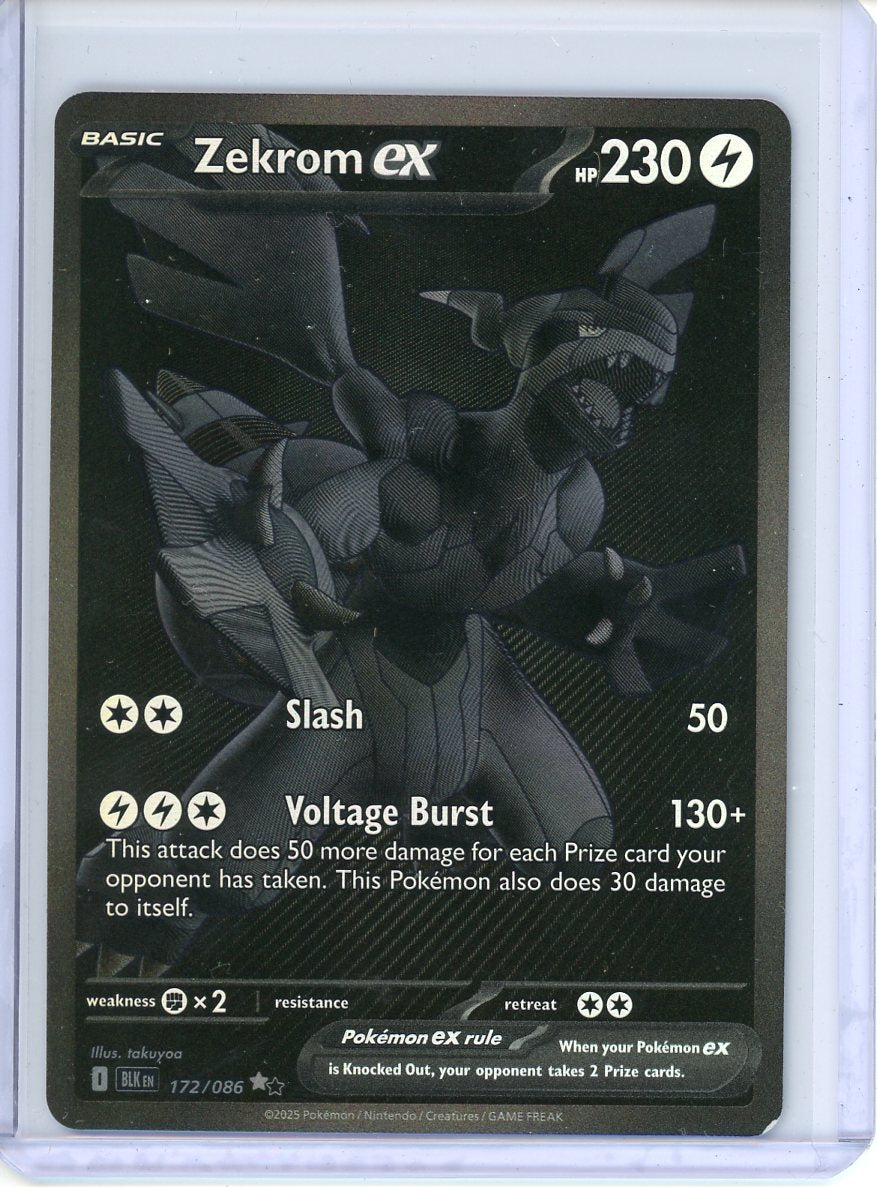 Zekrom ex Pokemon Card (Black Bolt 172/086) Black White Rare - See Bottom Right