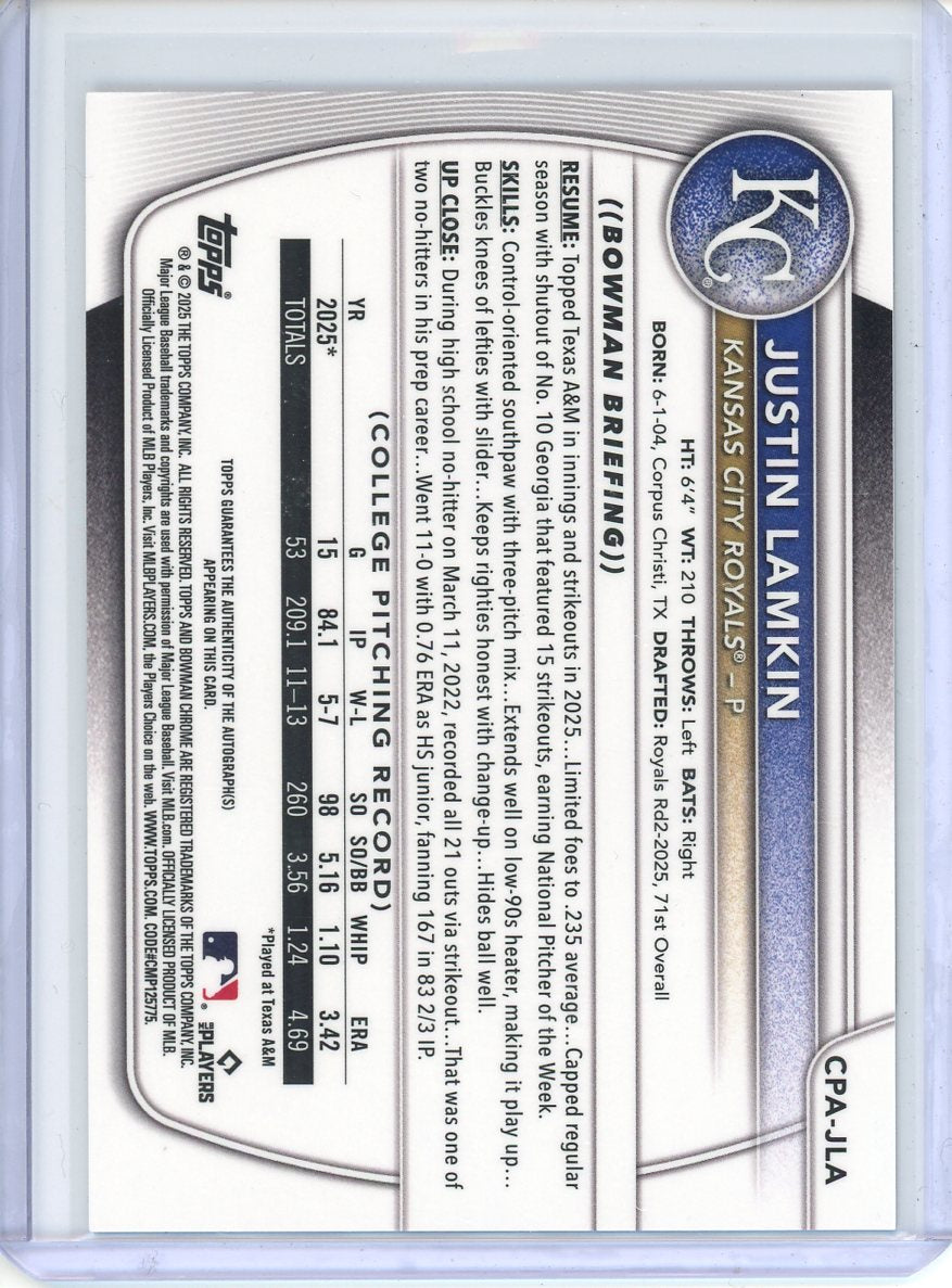 2025 Bowman Chrome Justin Lamkin Mojo Auto /150