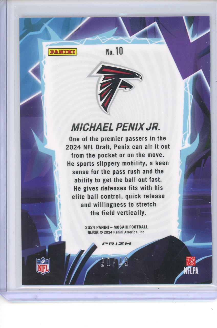 2024 Mosaic Michael Penix Jr Storm Mosaic Prizm Rookie /49 NO. 10