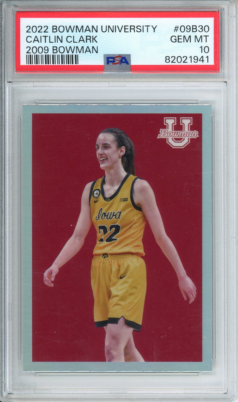 2022 Bowman University Caitlin Clark 2009 Bowman #09B30 PSA 10