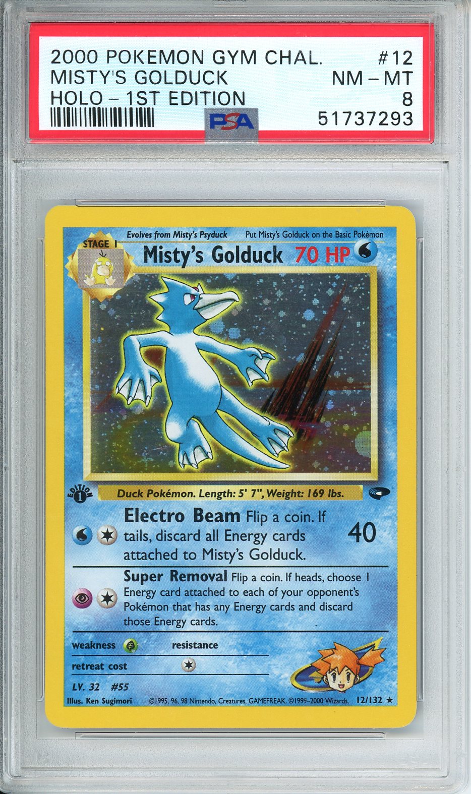 2000 Pokemon Gym Chal. Misty's Golduck Holo - 1st Edition #12 PSA 8