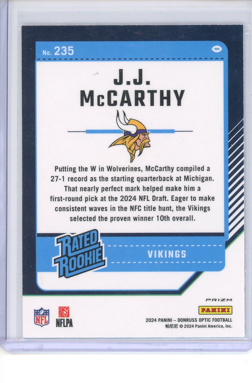 2024 Donruss Optic JJ McCarthy Rated Rookie Star No. 235