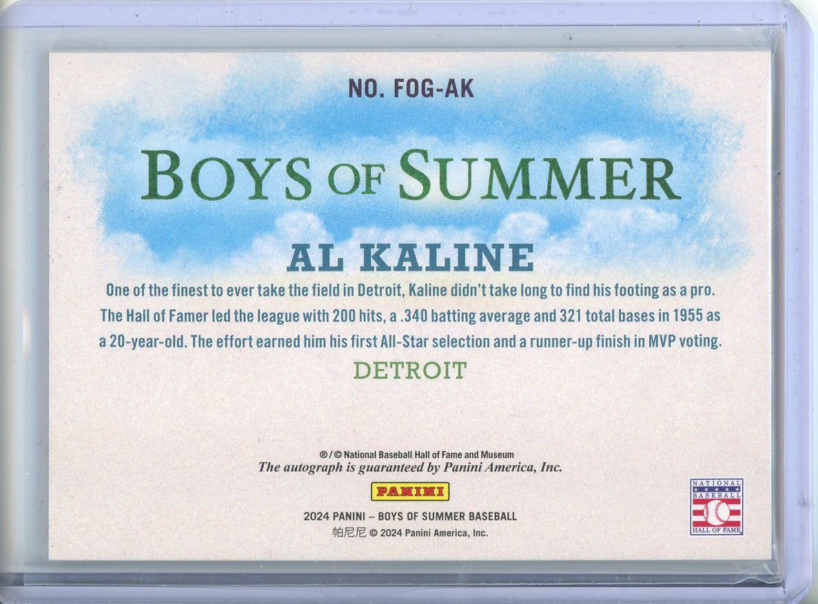 2024 Panini Boys of Summer Al Kaline #FOG-AK Fabric of the Game Auto /18