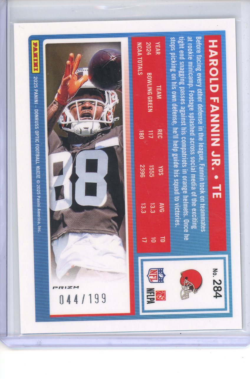 2025 Donruss Optic Harold Fannin Jr. No 284 Rated Rookie Arm Emoji /199