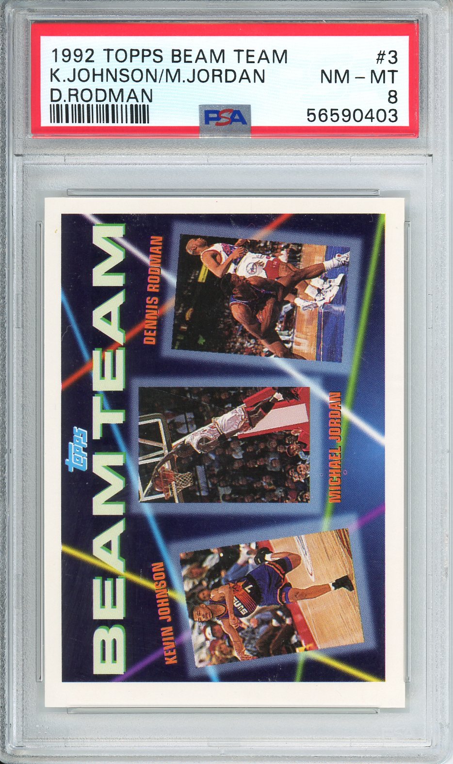 1992 Topps Beam Team K.Johnson / M.Jordan / D.Rodman #3 PSA 8