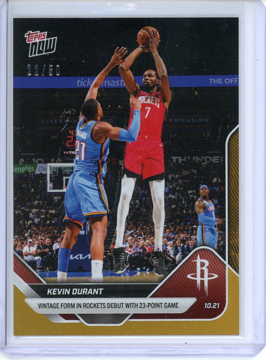 2025-26 Topps Now Kevin Durant Gold /50 Rockets Debut Game 3