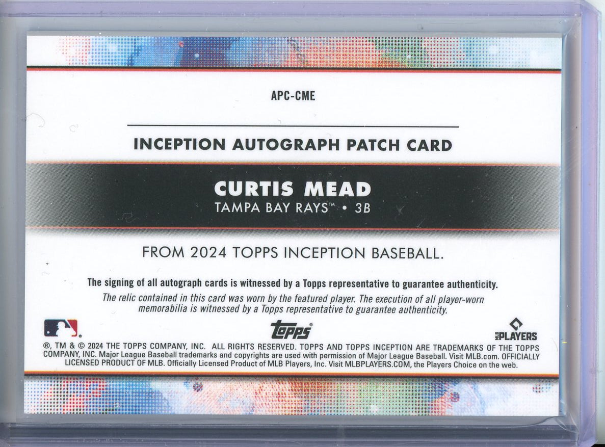 2024 Topps Inception Curtis Mead RC #APC-CME Button Patch Auto /6