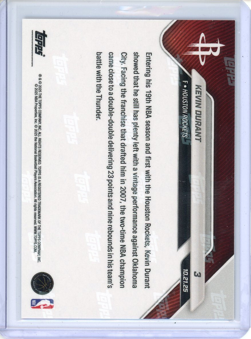2025-26 Topps Now Kevin Durant Gold /50 Rockets Debut Game 3