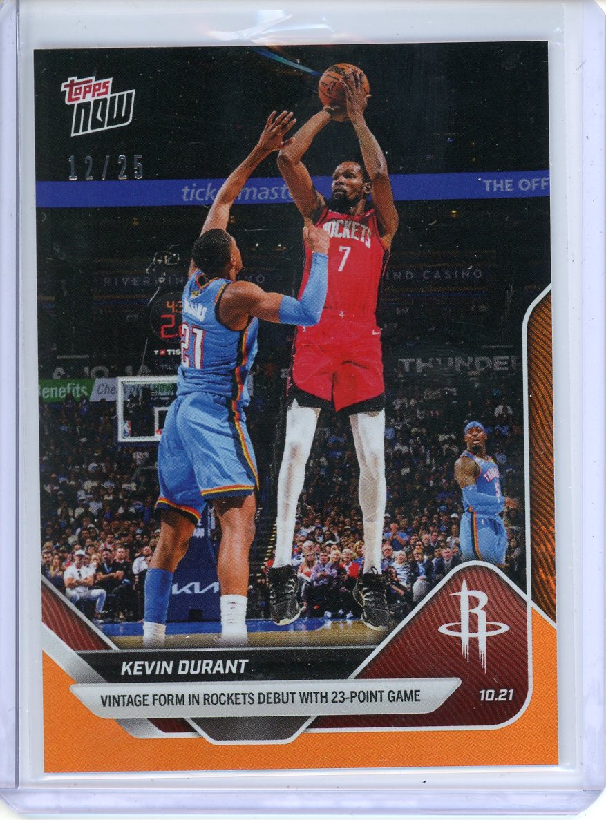 2025-26 Topps Now Kevin Durant Gold /25 Rockets Debut Game 3