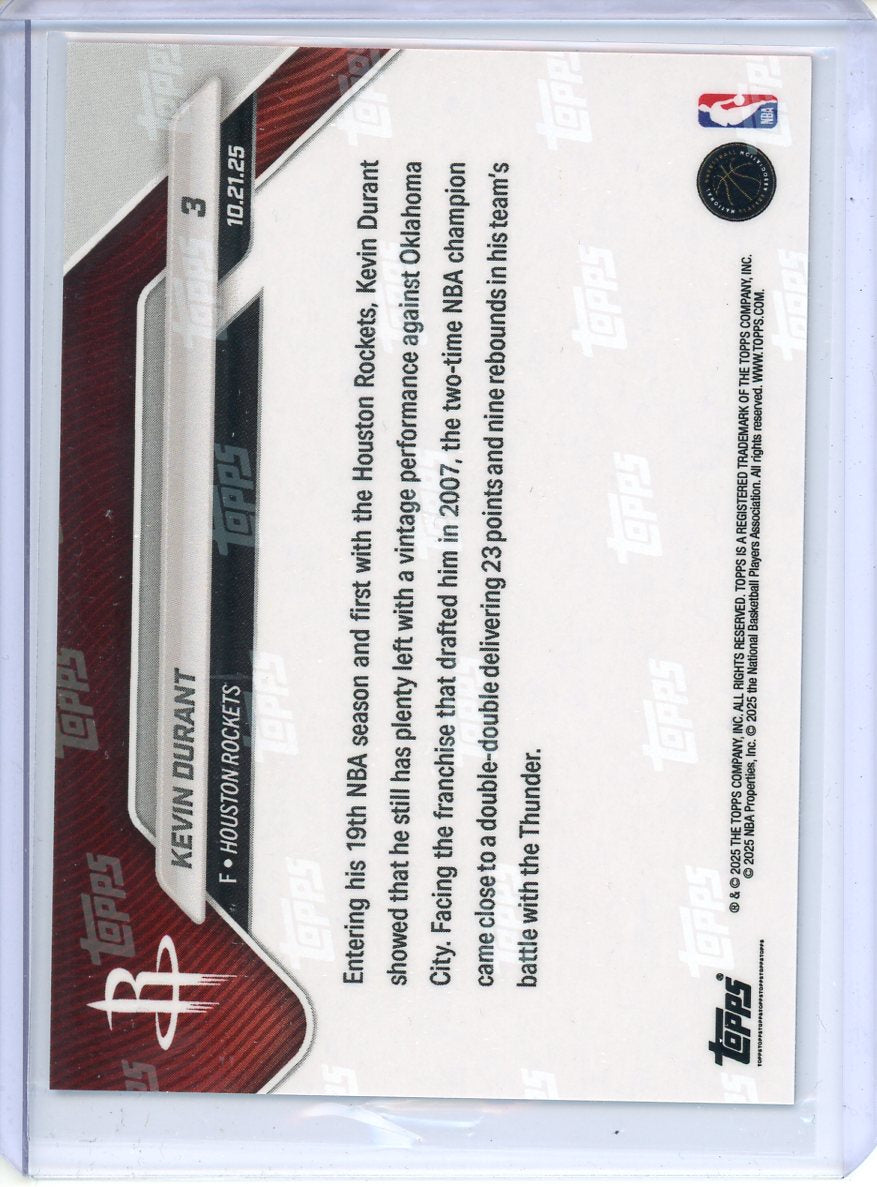2025-26 Topps Now Kevin Durant Gold /25 Rockets Debut Game 3