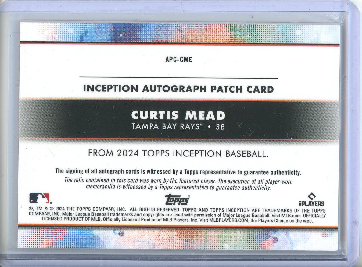 2024 Topps Inception Curtis Mead RC #APC-CME Patch Auto /75