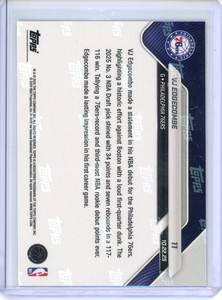 2025-26 Topps Now VJ Edgecombe Rookie Debute Black /10