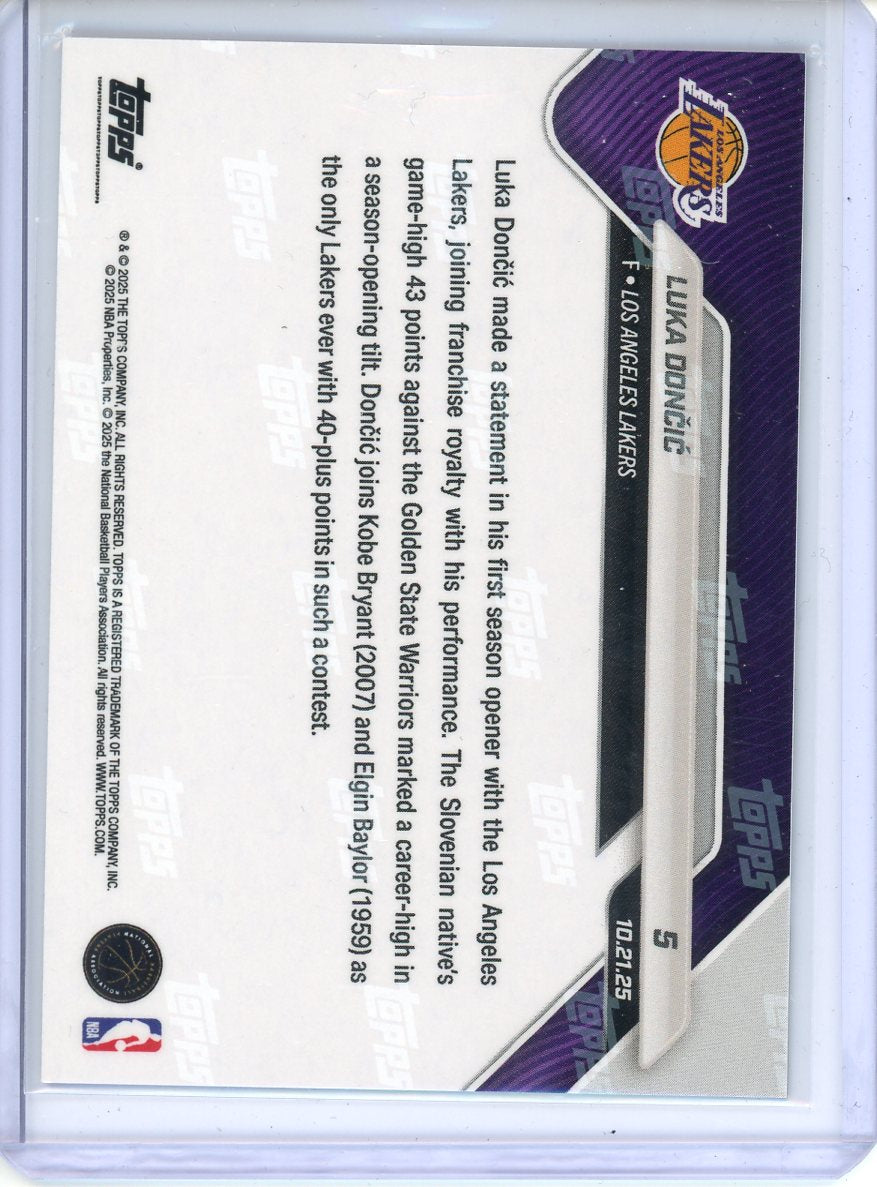 2025-26 Topps Now Luka Doncic Gold /50 43 Points in LA Opener 5