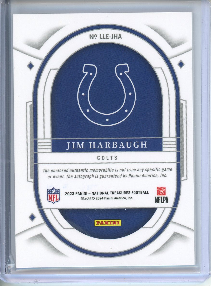 2023 Panini National Treasures Jim Harbaugh #LLE-JHA Laundry Tag Auto /5