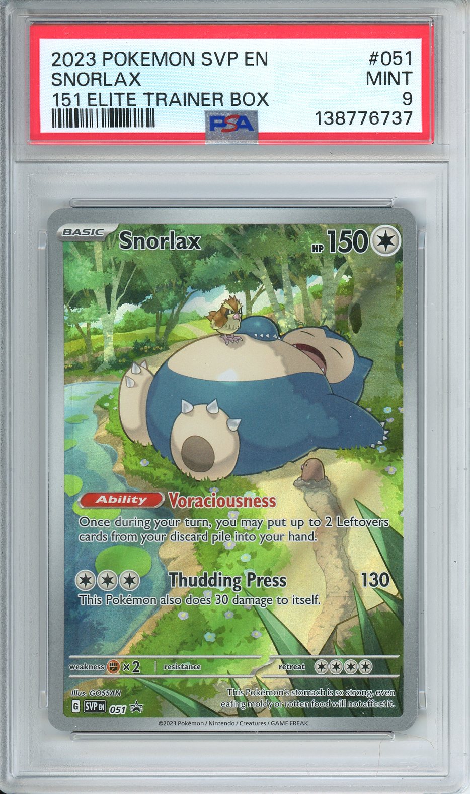 2023 Pokemon SVP EN Snorlax 151 Elite Trainer Box #051 PSA 9