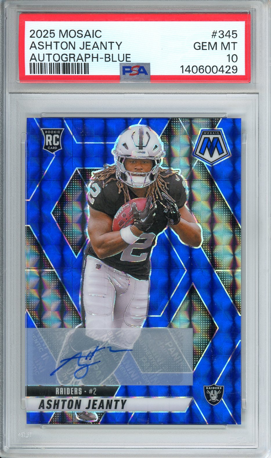 2025 Mosaic Ashton Jeanty Autograph - Blue #345 PSA 10