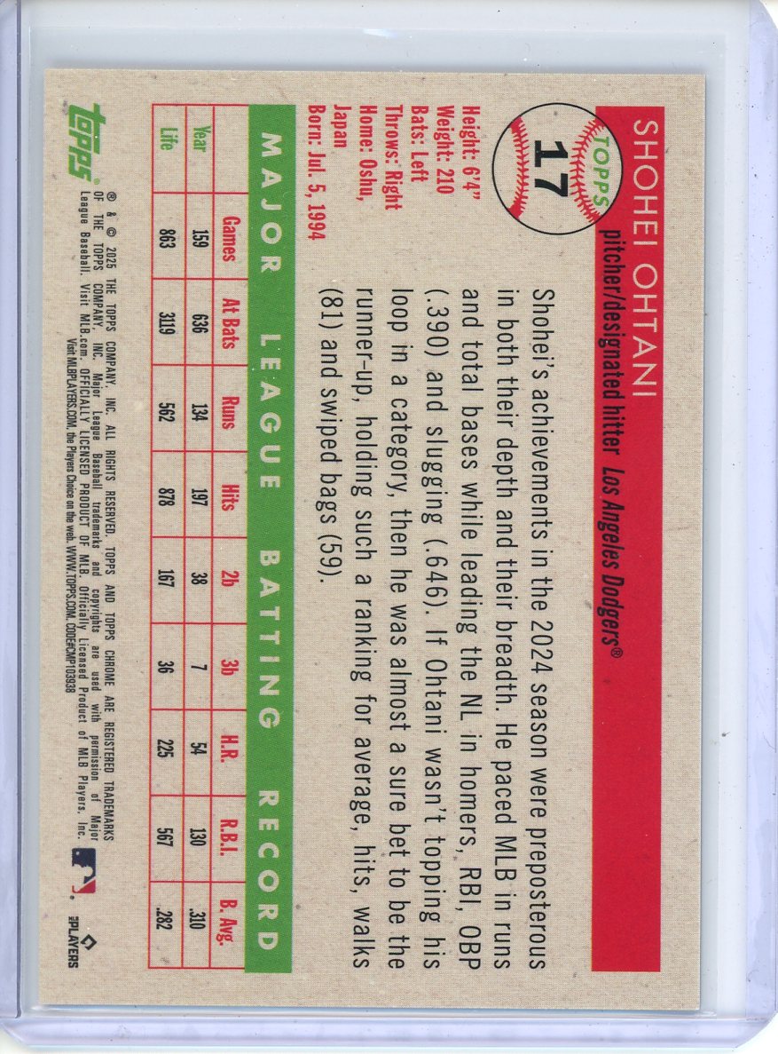 2025 Topps Chrome Platinum Anniversary Shohei Ohtani #17 Image Variation SSP