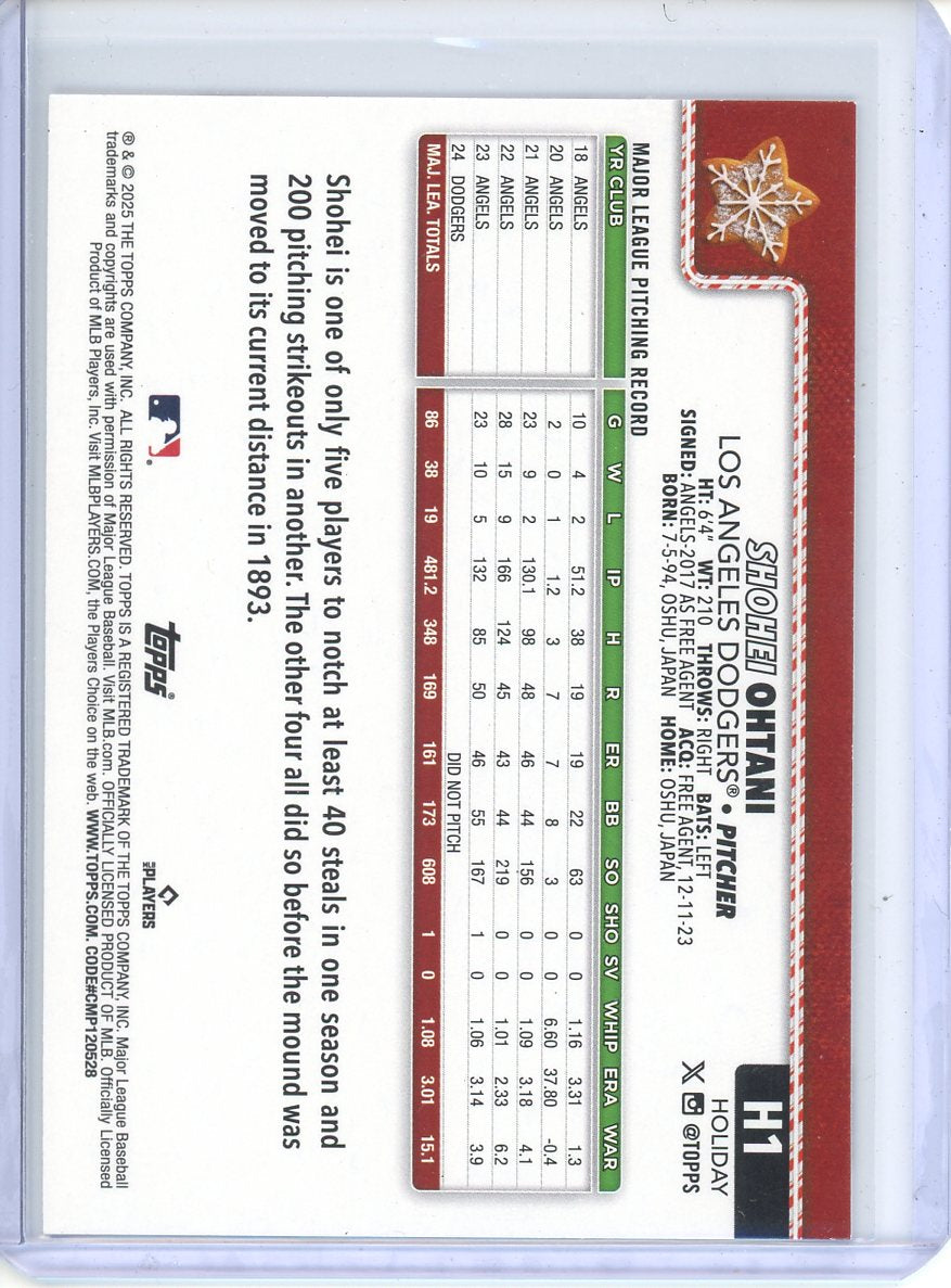 2025 Topps Holiday Shohei Ohtani Holiday Back SSP #H1
