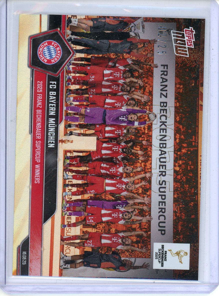 2025 Topps Now FC Bayern Munchen Franz Beckenbauer Supercup Winners /25 Orange