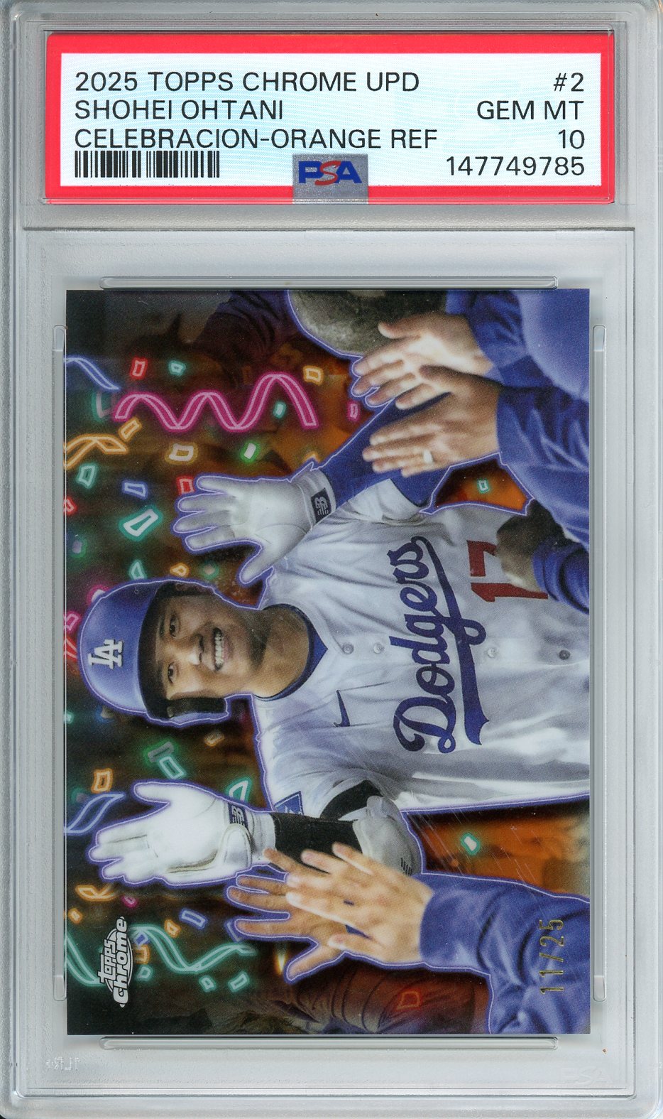 2025 Topps Chrome Update Shohei Ohtani Celebracion Orange Refractor /25 PSA 10