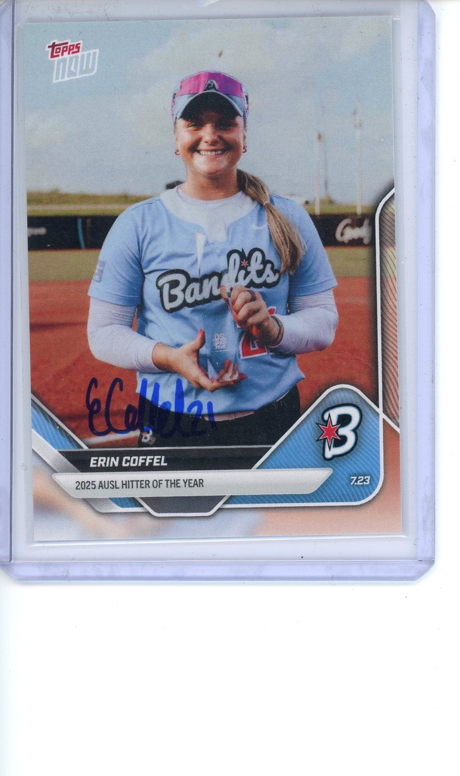 2025 Topps Now Erin Coffel Hitter Of The Year In Person Auto No. 25 Blue Ink