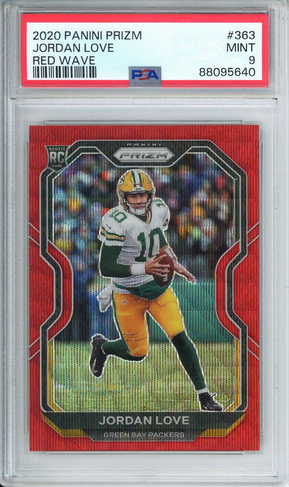 2020 Panini Prizm Jordan Love Red Wave #363 PSA 9