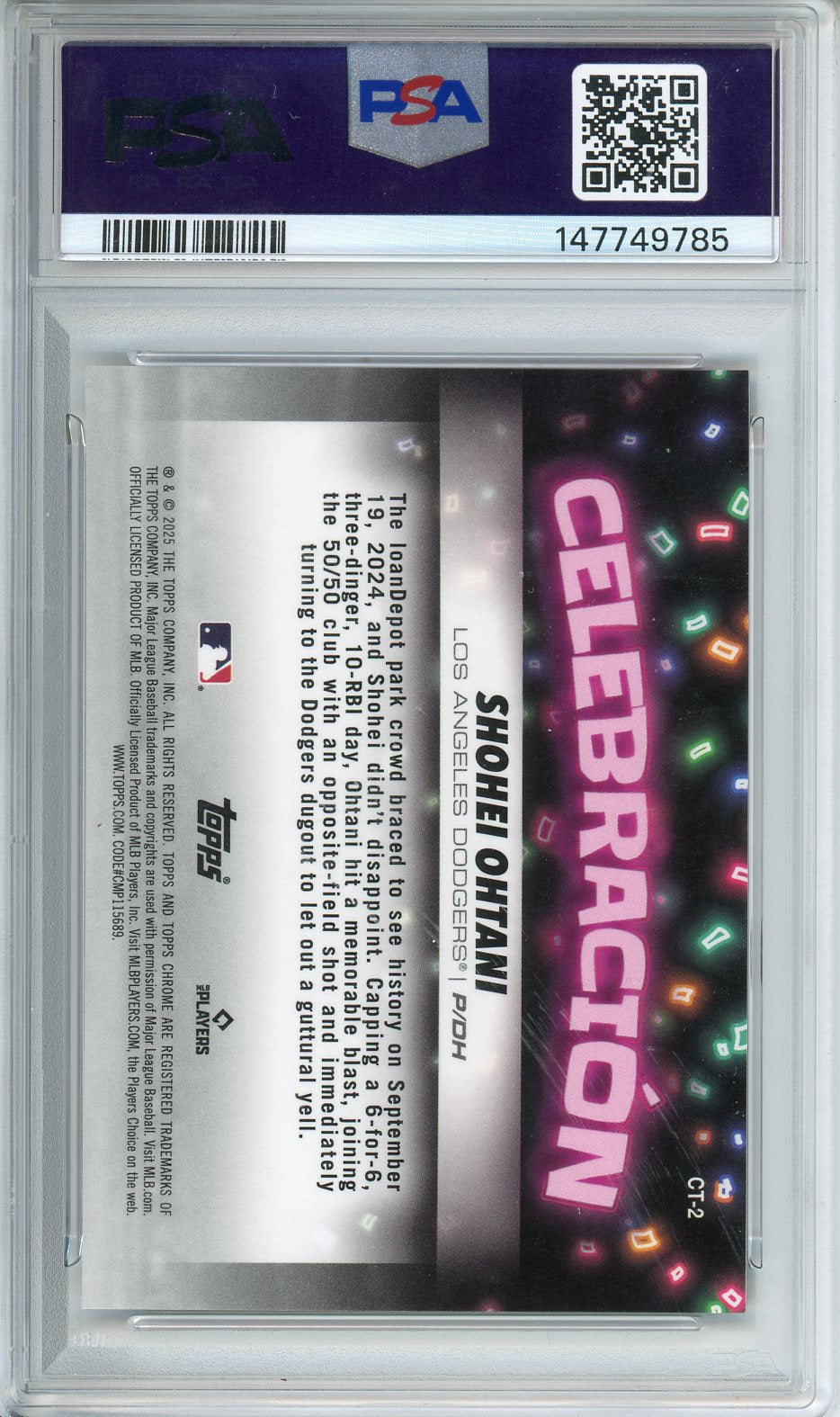 2025 Topps Chrome Update Shohei Ohtani Celebracion Orange Refractor /25 PSA 10