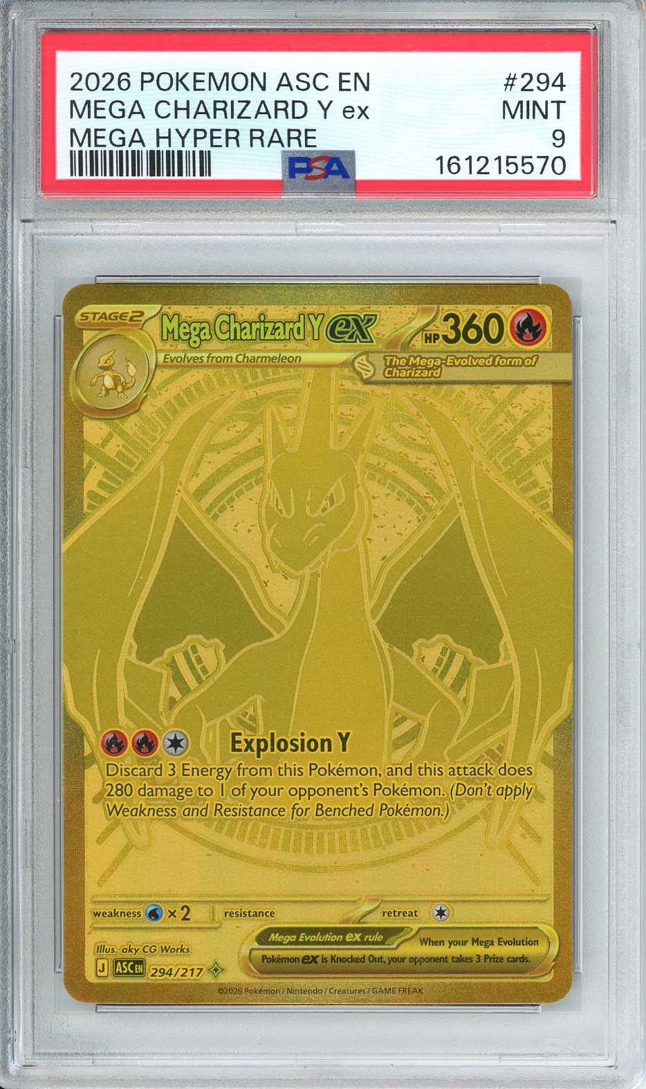 2026 Pokemon ASC EN Mega Charizard Y ex Mega Hyper Rare #294 PSA 9
