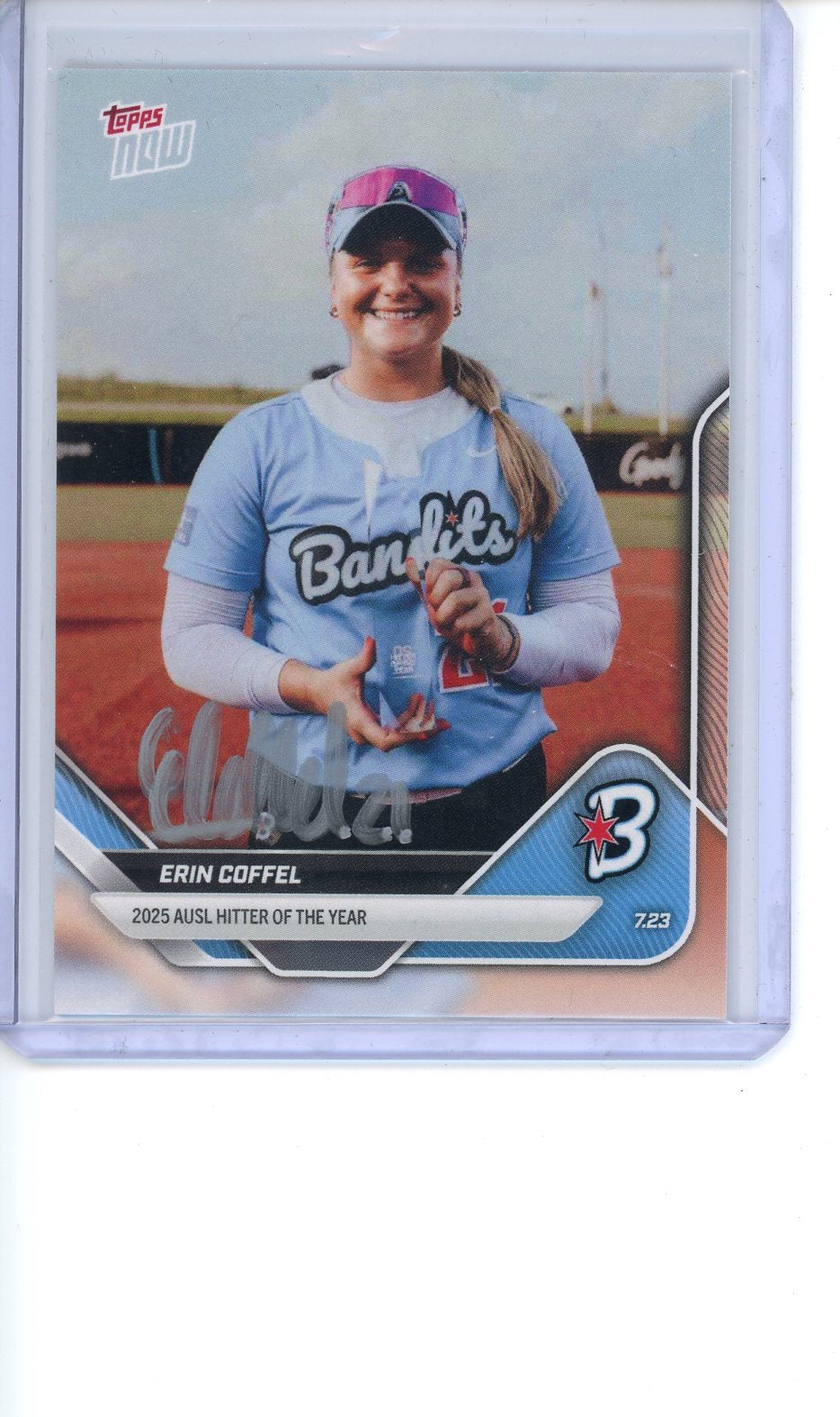 2025 Topps Now Erin Coffel Hitter Of The Year In Person Auto No. 25 Silver Ink