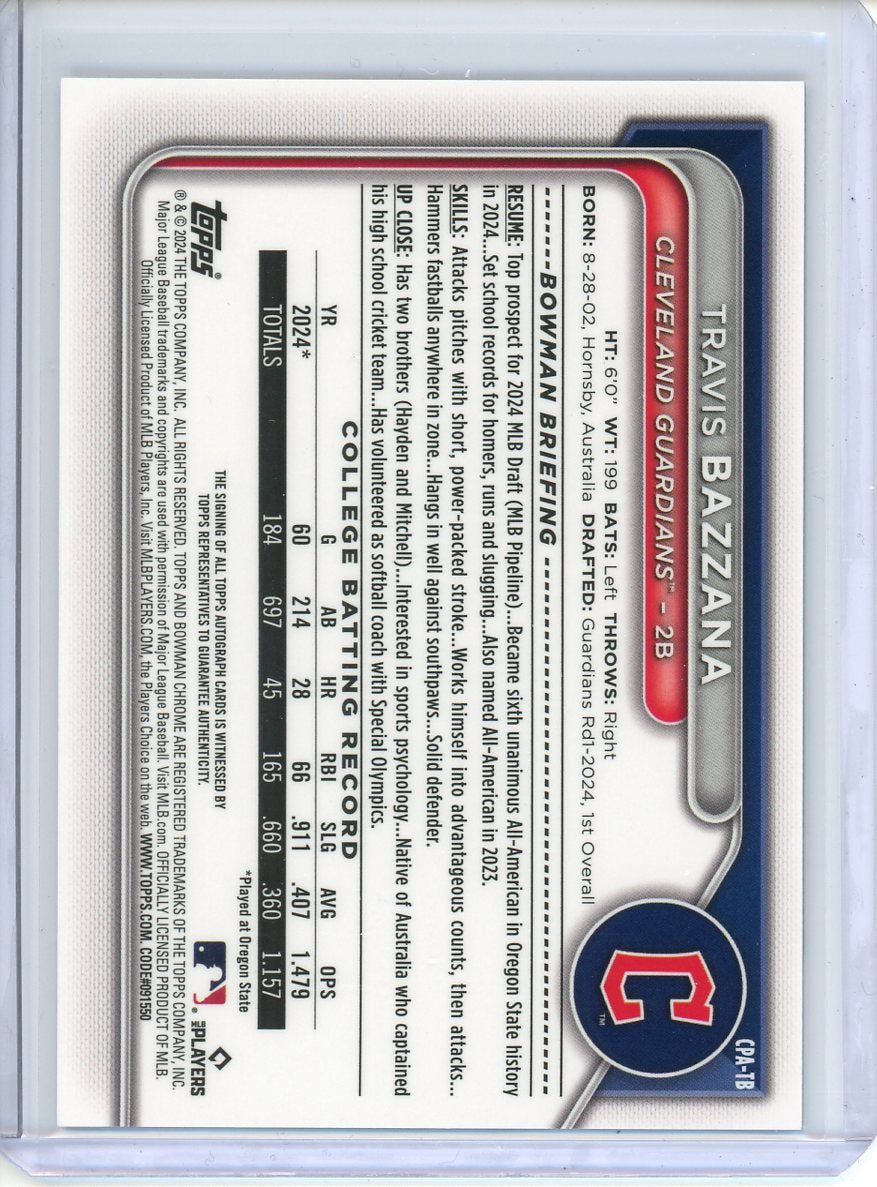 2024 Bowman Draft Travis Bazzana #CPA-TB 1st Chrome Auto