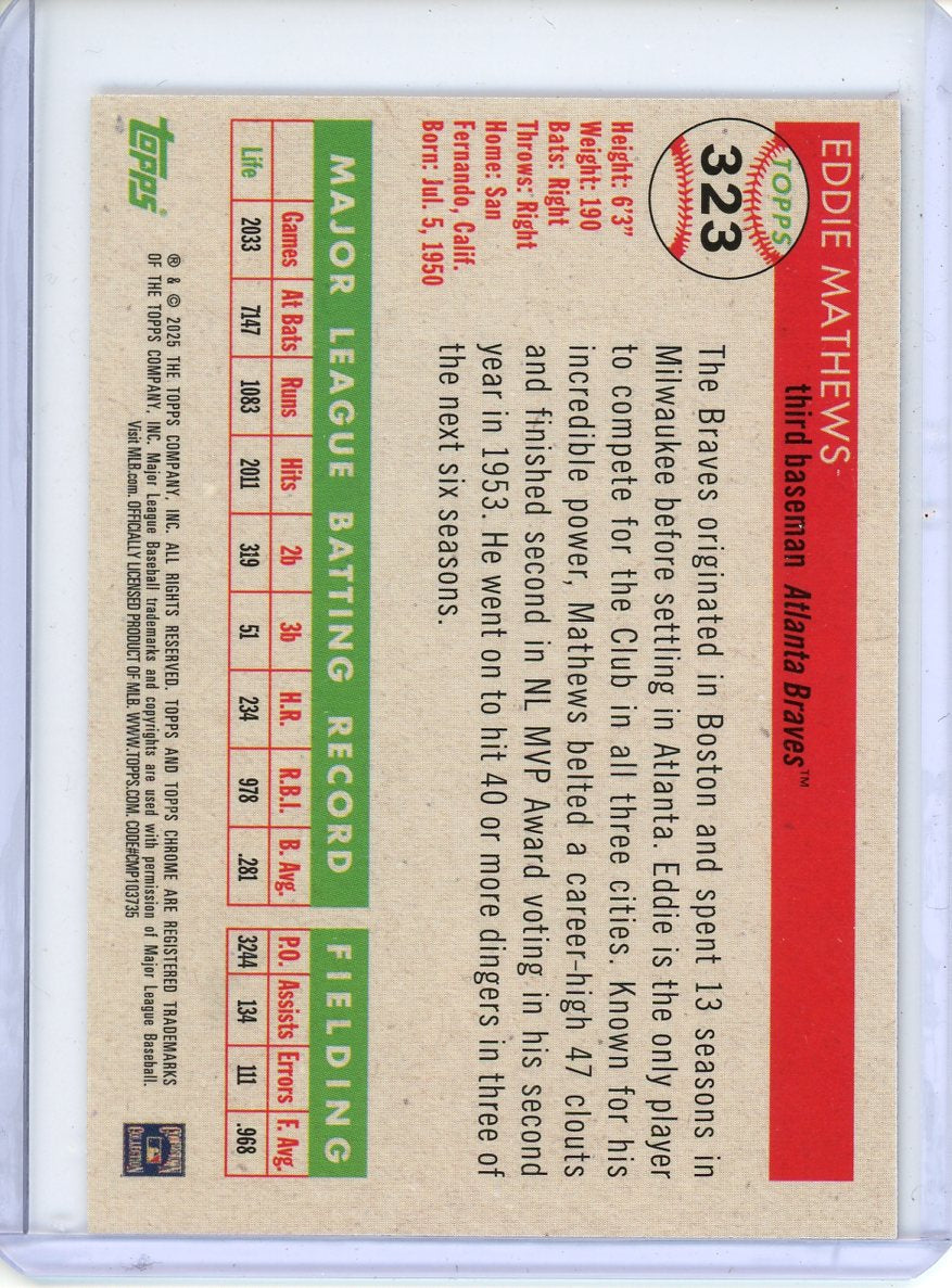 2025 Topps Platinum Eddie Matthews /75 No. 323