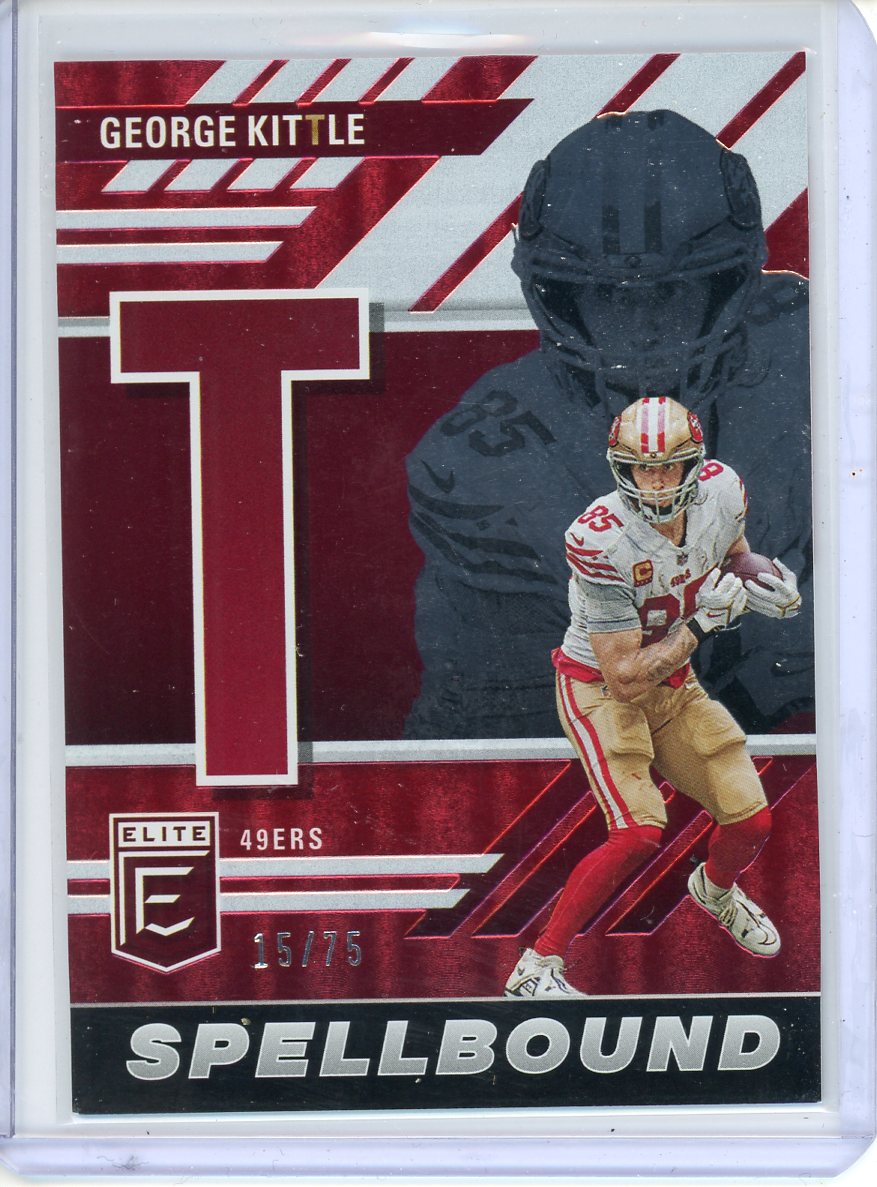 2023 Donruss Elite George Kittle Spellbound Red /75 No. SB-GK4