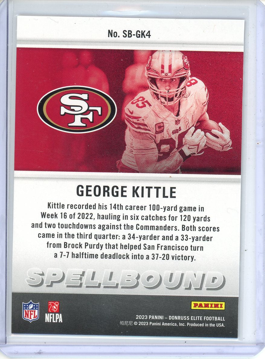 2023 Donruss Elite George Kittle Spellbound Red /75 No. SB-GK4