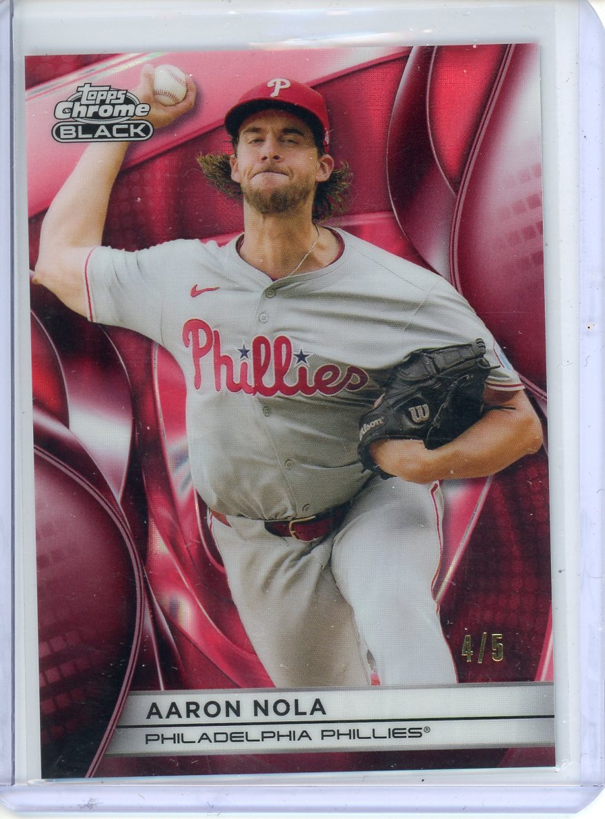 2025 Topps Chrome Black Aaron Nola Red Refractor /5 No. 76