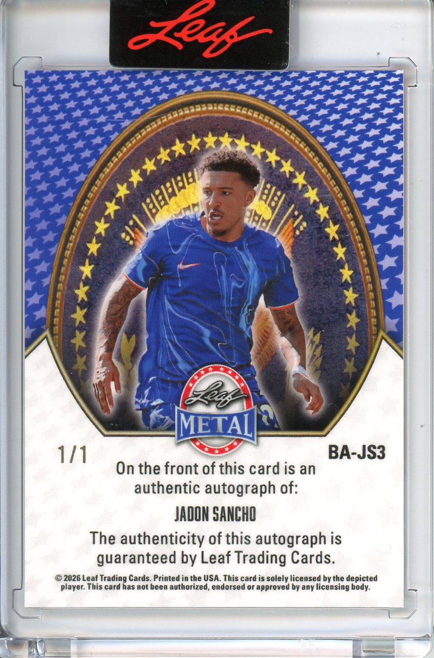 2026 Leaf Metal President's Day Jadon Sancho Red Auto 1/1