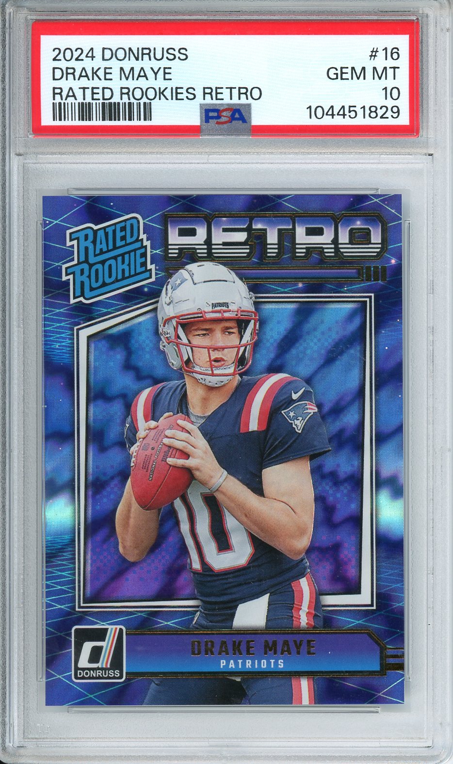 2024 DonRuss Drake Maye Rated Rookies Retro #16 PSA 10