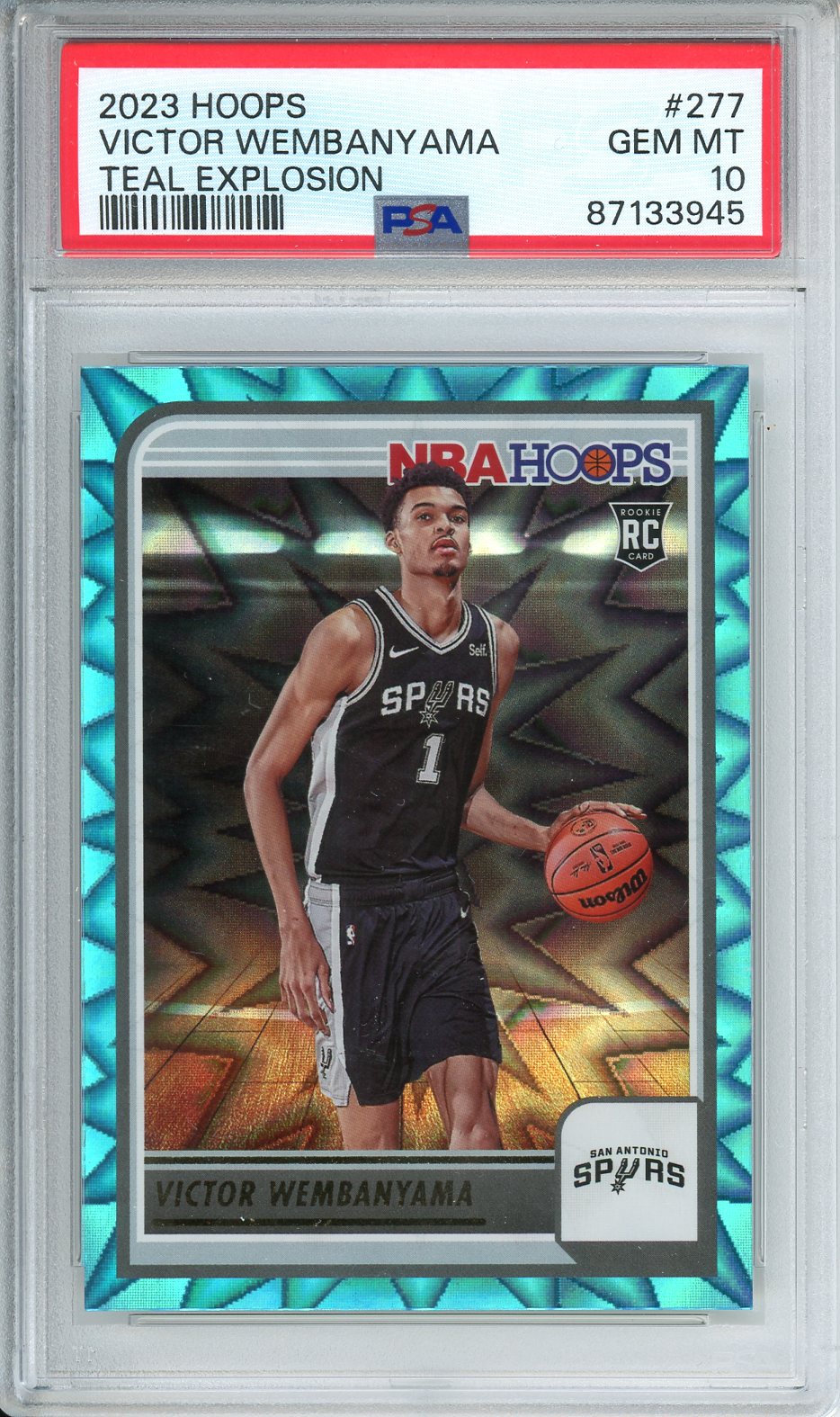2023-24' Victor Wembanyama NBA Hoops Teal Explosion Basketball Rookie PSA 10
