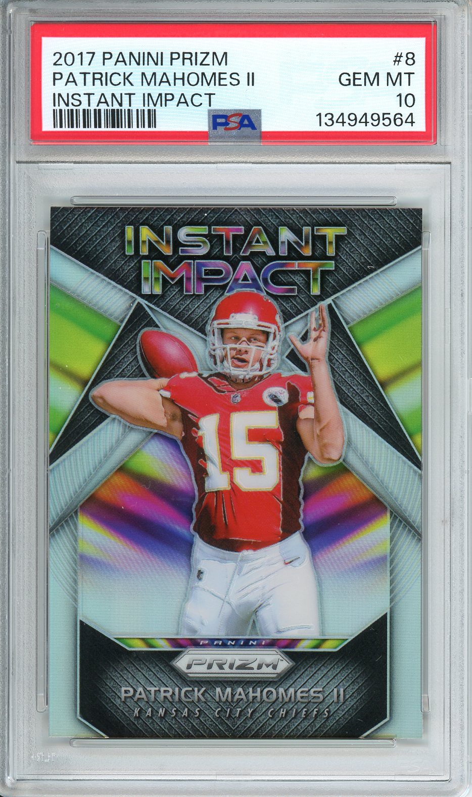 2017 Panini Prizm Patrick Mahomes Instant Impact #8 PSA 10