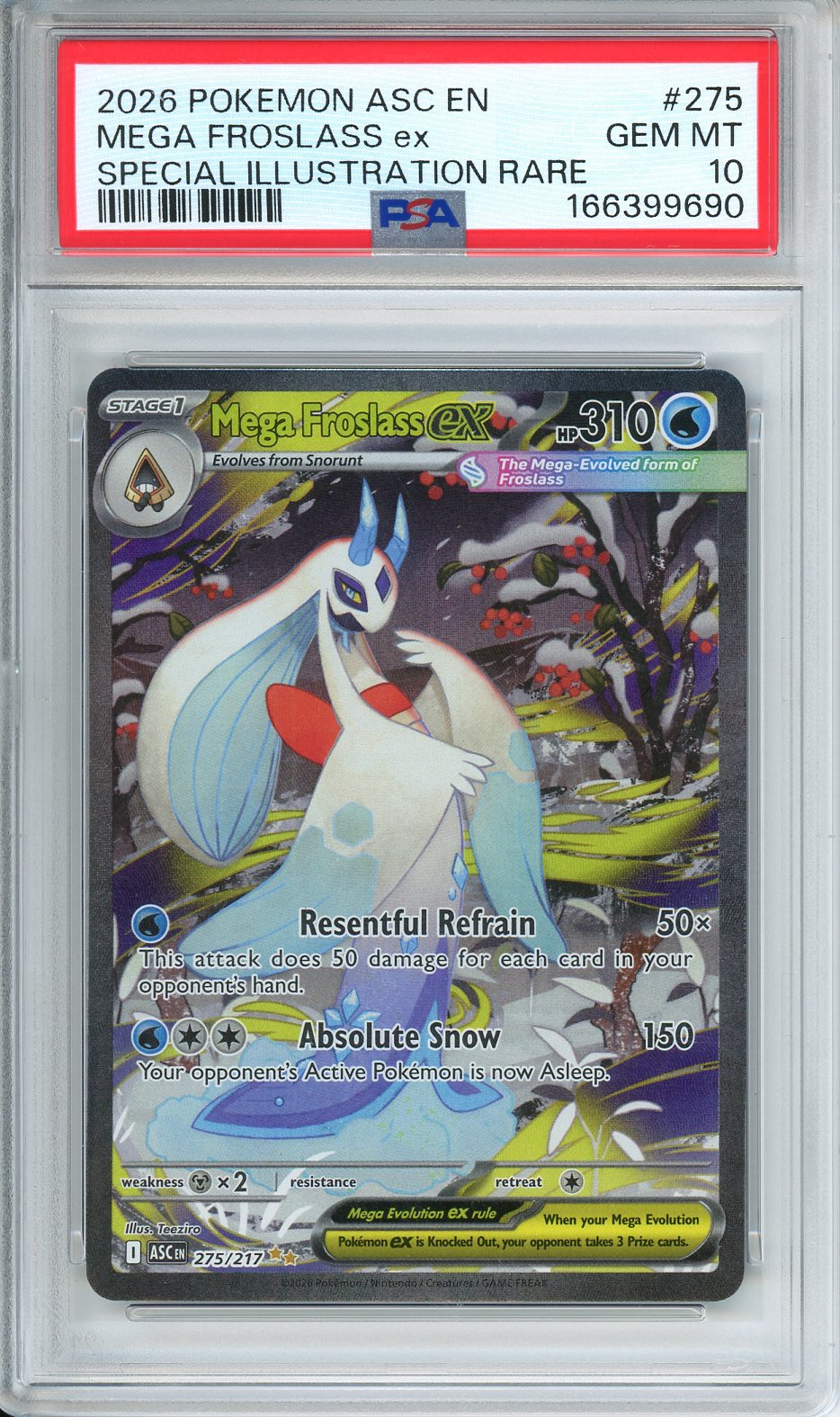 2026 Pokemon ASC EN Mega Froslass ex Special Illustration Rare #275 PSA 10