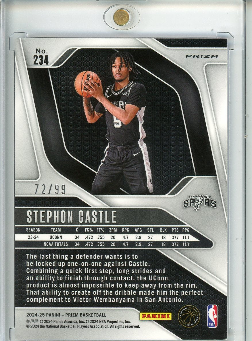 2024-25 Stephon Castle Panini Prizm Blue Wave #72/99 RC